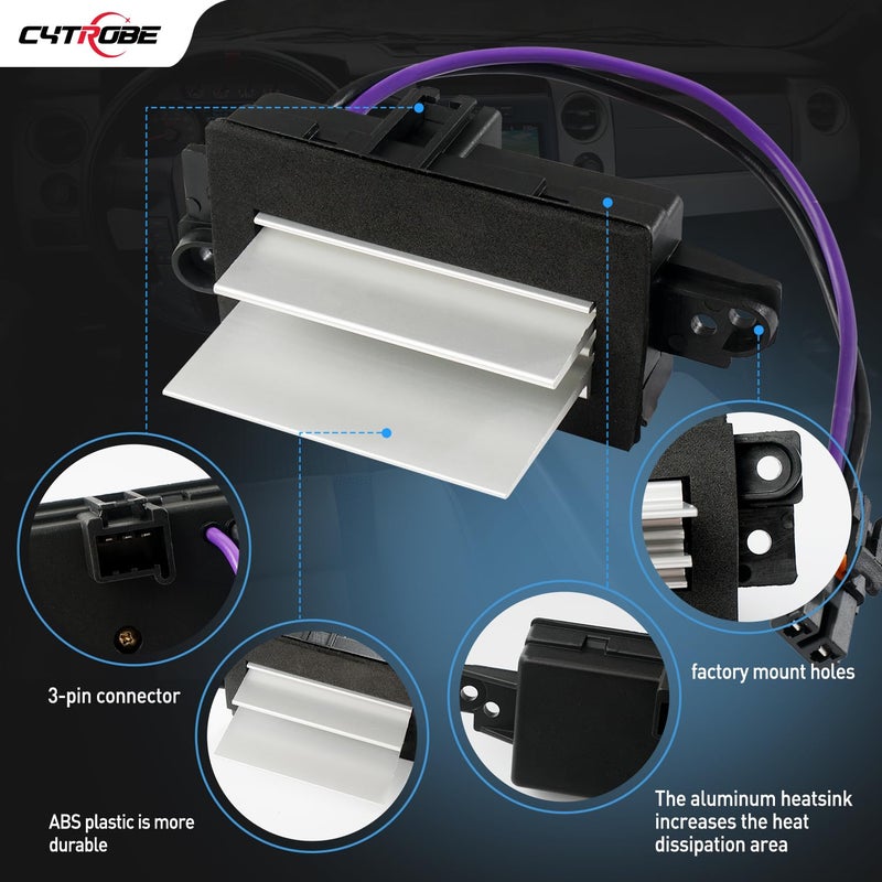 CYTROBE AC Blower Motor Resistor, Blower Control Module Compatible with 2003-2006 Chevy Silverado Tahoe Avalanche Suburban 1500 2500 HD 3500 GMC Sierra Yukon Envoy Cadillac Escalade Replace 15-80567, 89018778 - Image 5